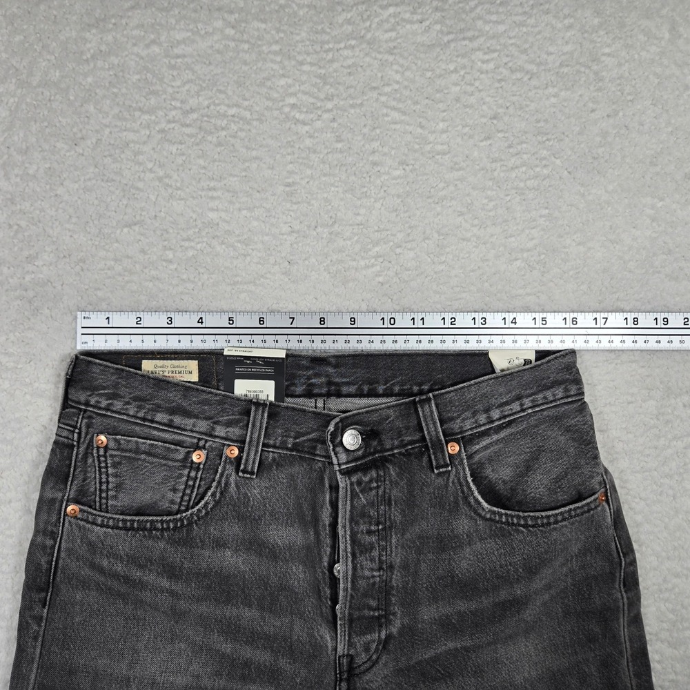 Levis Premium Selvedge 501 93 Straight Jeans Mens 32x32 Faded Black Gray Denim - Picture 9 of 10